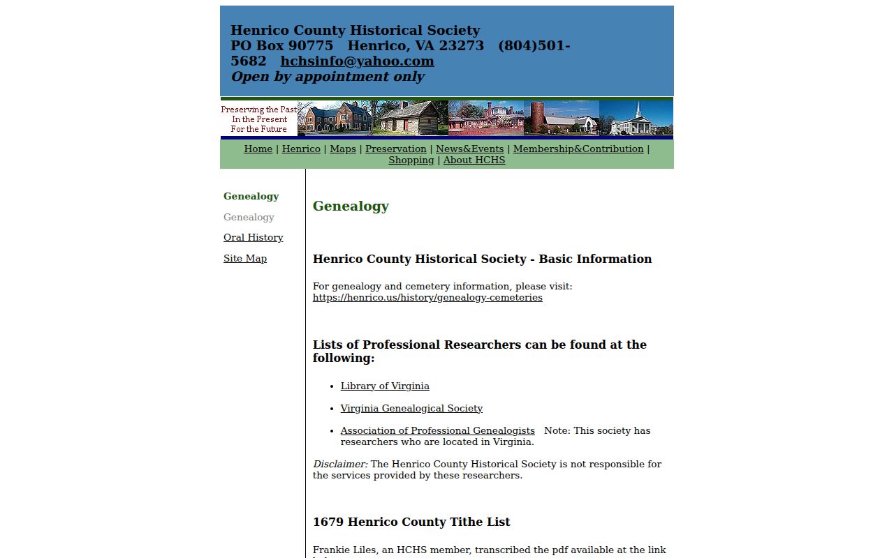 Tuckahoe city directory family-history research at Henrico Historical Society