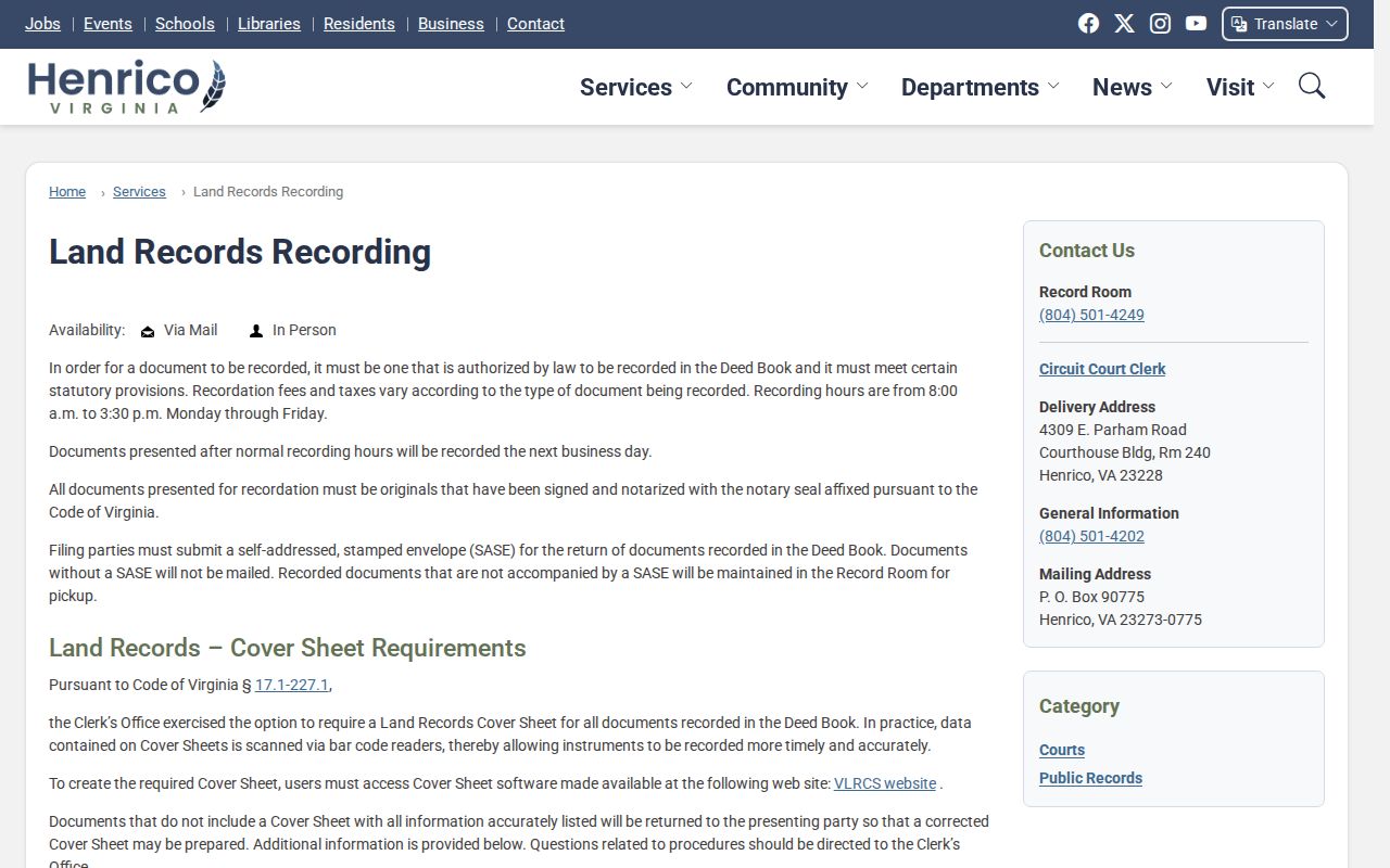 Tuckahoe residents directory Henrico land records page